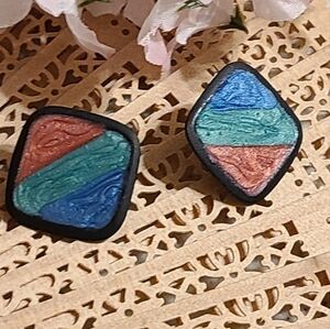 Unique Vintage Multicolor Geometric Earrings